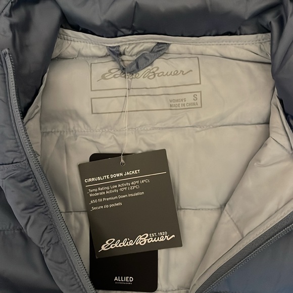 eddie bauer cirruslite down jacket. light blue. size small. new with tags. - Picture 3 of 6